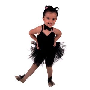 LITTLE STARS girls black tutu leotard for dance ballet, size XSC